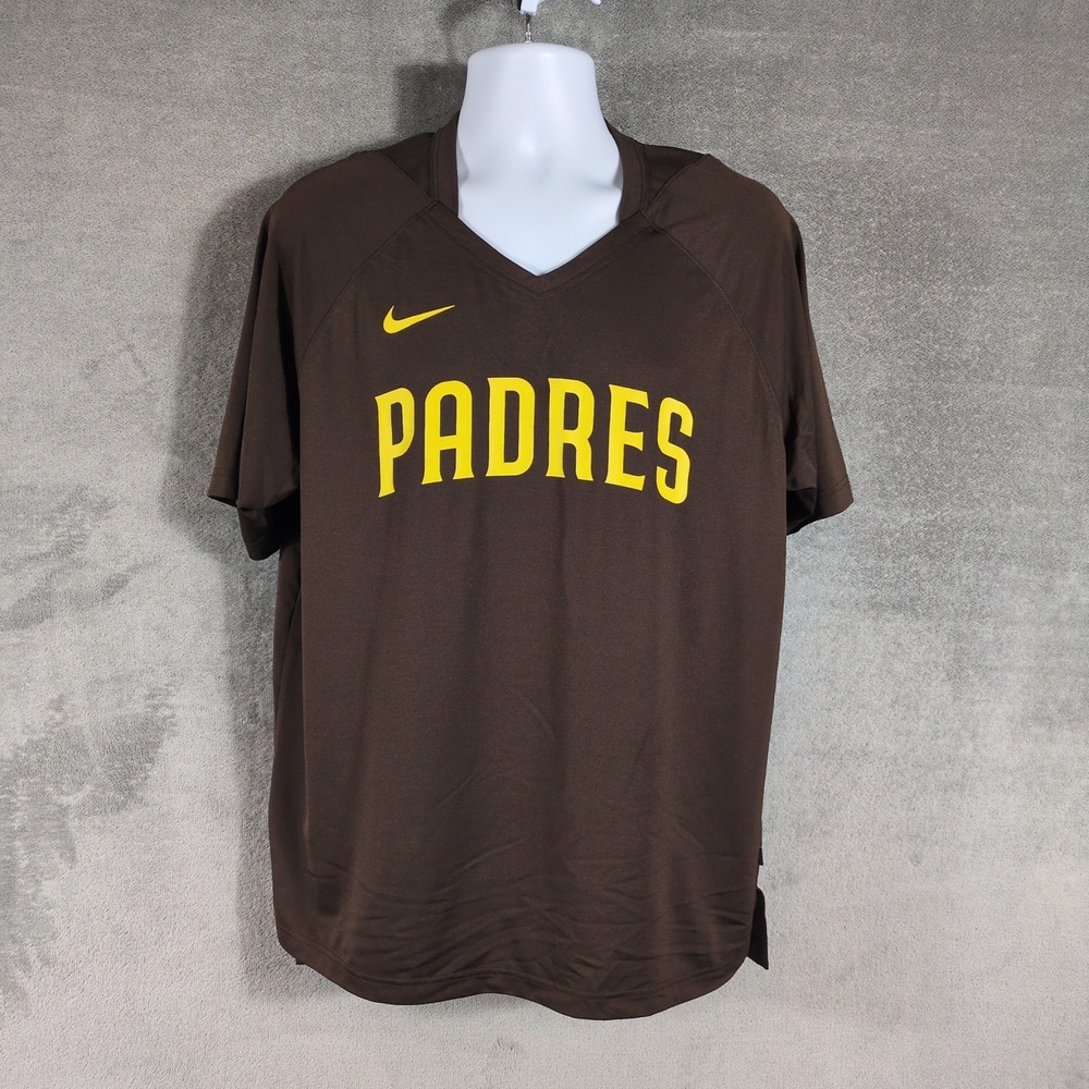 Nike San Diego Padres MLB Authentic Collection Dri-FIT Brown V-Neck Shirt XL